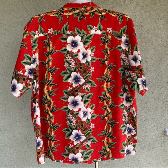 🌴 RJC Hawaiian Barkcloth Shirt Ukulele size XL 🌴 - Picture 5 of 12